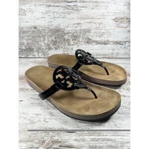 Women's Tory Burch Miller Cloud Black Thong Sandals Sz 9.5 EUC!